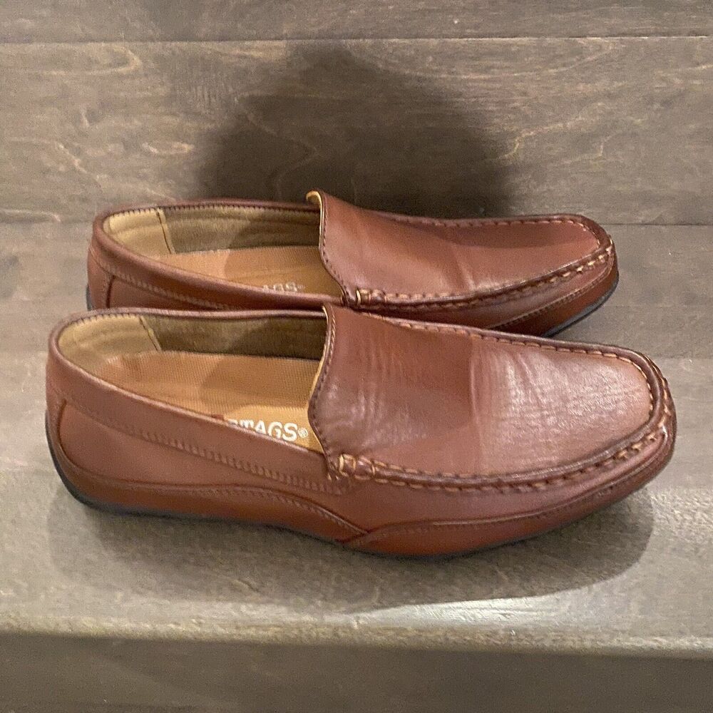 Deer Stags Loafer‎ Men 8 M Cognac Brown Slip On Memory Foam Faux Leather Comfort